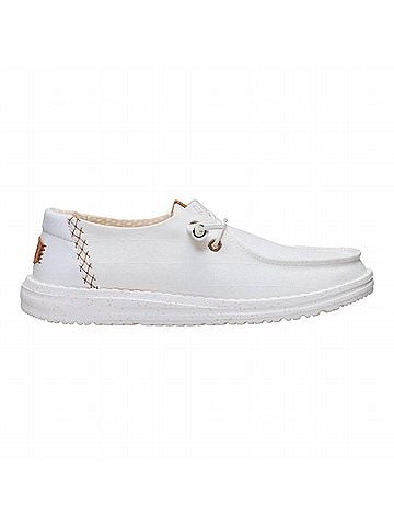 Hey Dude Women's Wendy Frayed Canvas Casual Shoe in Snow White (view 1)