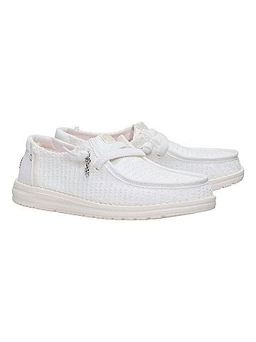 Hey Dude Women's Wendy Frayed Canvas Casual Shoe in Snow White (view 2)