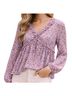 Easel 100% Rayon Floral Multi Color Long Sleeve Blouse Size S - photo 1
