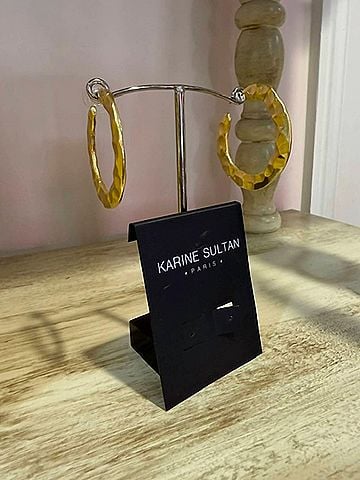 Karine Sultan Women's Hammered Hoop Earrings in Gold (view 2)