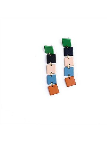sunshine tienda Women's Rainbow Square Drop Earrings in Multi (view 1)