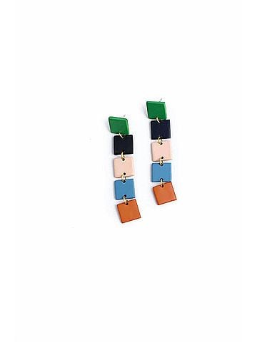 sunshine tienda Women's Rainbow Square Drop Earrings in Multi (view 2)