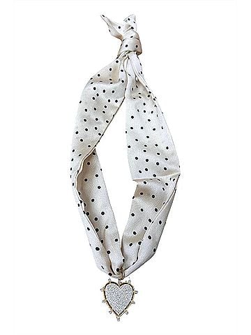 Virtue Women's Eloise Closed Heart Burst Scarf Necklace in White (view 1)