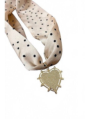 Virtue Women's Eloise Closed Heart Burst Scarf Necklace in White (view 2)