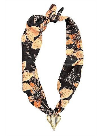 Virtue Women's Celeste Puff Heart Scarf Necklace in Black (view 1)