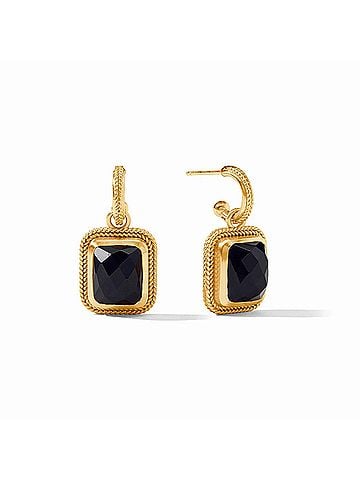 Julie Vos Women's Cheval Hoop & Charm Earrings in Obsidian Black (view 1)