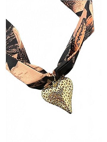 Virtue Women's Celeste Puff Heart Scarf Necklace in Black (view 2)