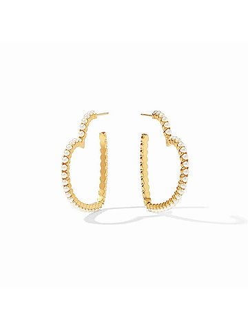 Julie Vos Women's Esme Heart Pearl Hoop Earrings in Gold (view 1)
