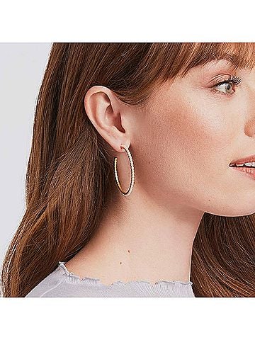Julie Vos Women's Juliet Hoop Earrings in Pearl Gold (view 2)