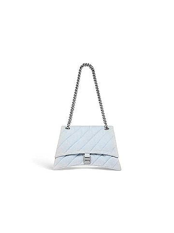 Balenciaga Women's Quilted Denim Crush Chain Bag in Light Blue (view 1)