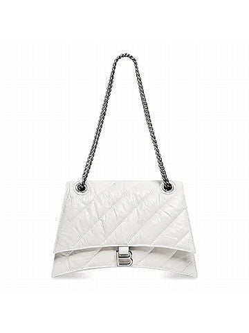 Balenciaga Women's Quilted Crush Chain Bag in Optic White (view 1)