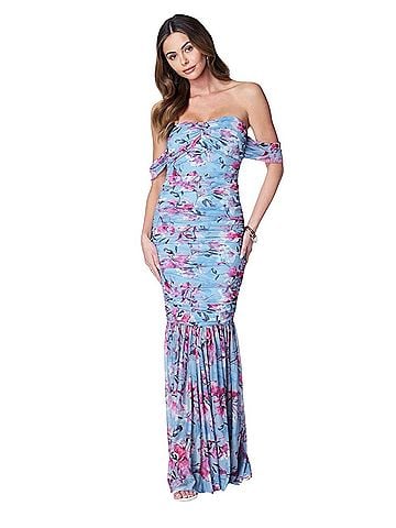Bebe off the shoulder mesh gown Cocktail Dress (view 1)