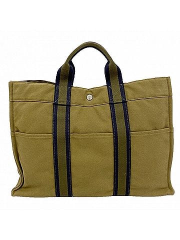 Hermès Hermes Fourre-Tout MM Canvas Tote Bag, Khaki, Men's &amp; Women's (view 1)
