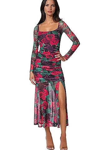 Bebe Mesh Open Back Midi Dress Cocktail Dress (view 1)