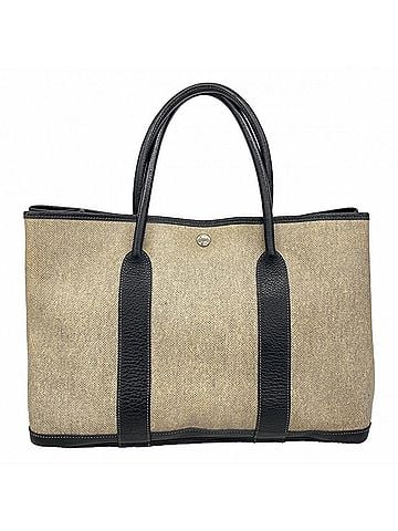 Hermès Hermes Garden PM Tote Bag, Toile H, Black, T Stamp, Women's (view 1)