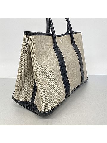 Hermès Hermes Garden PM Tote Bag, Toile H, Black, T Stamp, Women's (view 2)