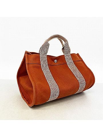 Hermès Hermes Cannes PM Canvas Handbag, Orange, Women's (view 2)
