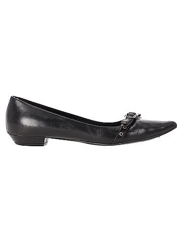 Christian Dior Dior Pointed Toe Ballet Flats in Black Leather (view 1)