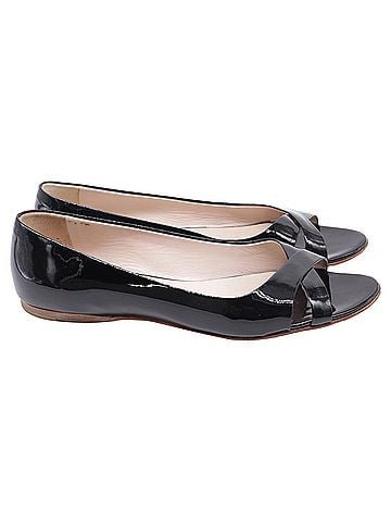 Miu Miu Miu Miu Open-Toe Ballet Flats in Black Patent Leather (view 1)