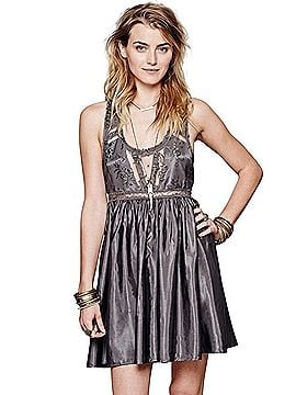 Free People 2012 NWOT Intimately FP Gray Satin Lace Dress | Whimsigoth Grunge Fairycore Indie Sleaze Casual Dress (view 1)