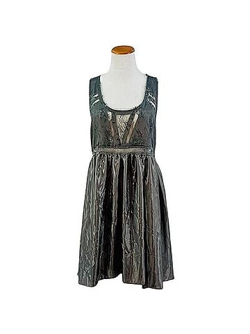 Free People 2012 NWOT Intimately FP Gray Satin Lace Dress | Whimsigoth Grunge Fairycore Indie Sleaze Casual Dress (view 2)