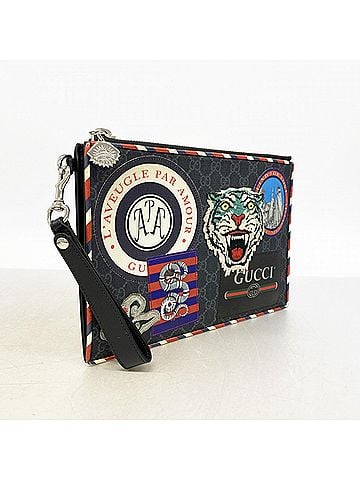 Gucci Gucci GG Supreme Clutch Bag 496346 Black Men's (view 2)