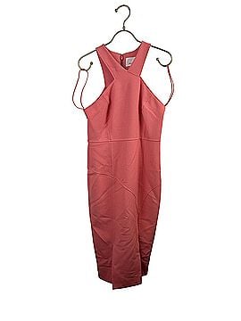 Cinq à Sept Melina Racerback Coral Pink Cutaway Midi Cocktail Dress (view 1)