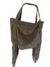 Sorial 100% Suede Solid Green Leather Shoulder Bag One size - photo 3