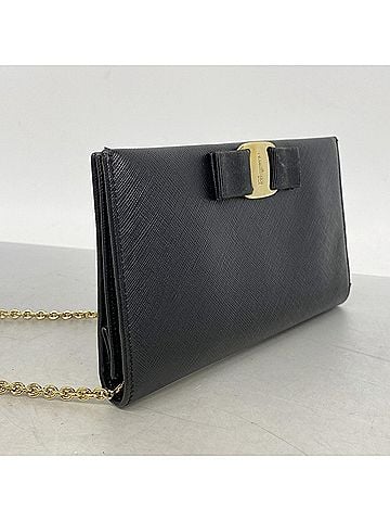 Salvatore Ferragamo Salvatore Ferragamo Wallet/Shoulder Wallet Vara Leather Black Women's (view 2)