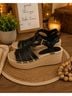 Tory Burch Color Block Solid Black Wedges Size 6 1/2 - photo 12