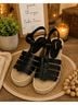 Tory Burch Color Block Solid Black Wedges Size 6 1/2 - photo 5