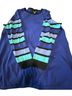 Bob Mackie Stripes Blue Black Teal Purple Pullover Sweater Size XL - photo 1