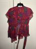 Anna Sui 100% Silk Paisley Purple Pink Orange Green Blouse Size 4 - photo 12