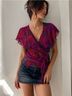 Anna Sui 100% Silk Paisley Purple Pink Orange Green Blouse Size 4 - photo 4