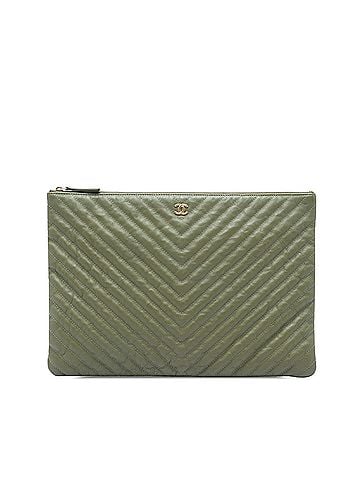 Chanel Large CC Chevron Calfskin O Case Clutch (view 1)