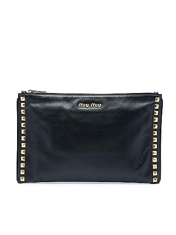 Miu Miu Studded Leather Zip Clutch (view 1)