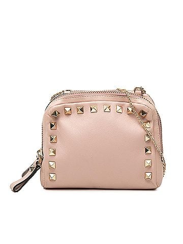 Valentino Leather Rockstud Double Zip Crossbody (view 1)
