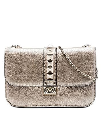Valentino Medium Metallic Leather Rockstud Glam Lock Crossbody (view 1)