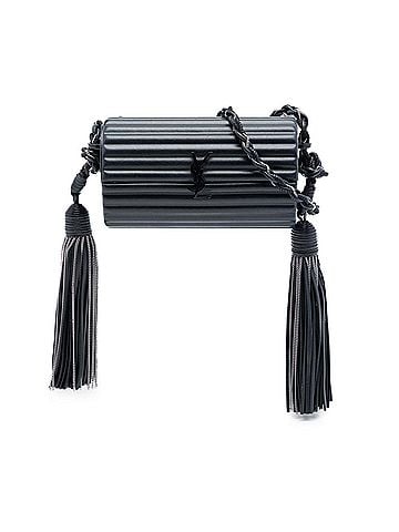 Saint Laurent Ribbed Acrylic Lambskin Fringe Monogram Monochrome Opium Box Bag (view 1)