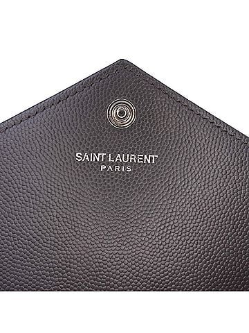 Saint Laurent Grain De Poudre Chevron Cassandre Envelope Chain Wallet (view 2)