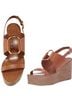 Tory Burch 100% Leather Tan Gold Wedges Size 9 1/2 - photo 1