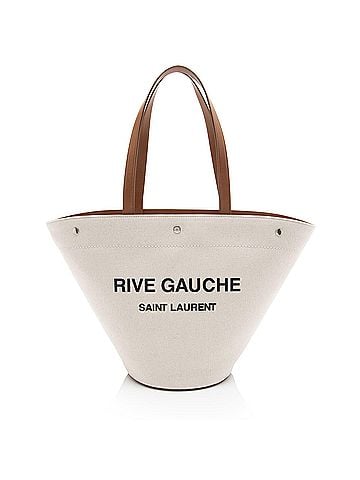 Saint Laurent Saint Laurent Canvas Calfskin Trapezoid Rive Gauche Tote (view 1)
