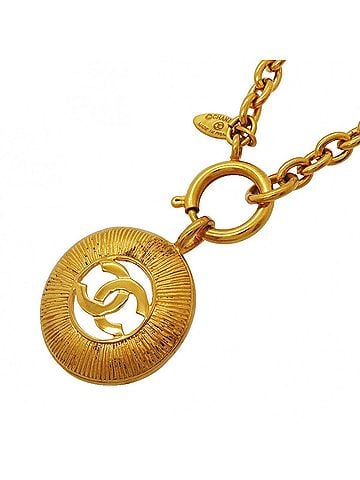 Chanel Chanel Necklace, Coco Mark Circle, GP Plated Gold, Women's (view 1)