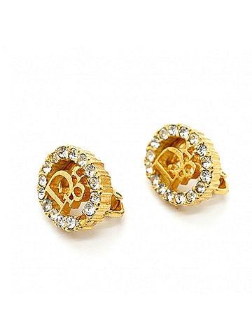 Christian Dior Christian Dior Earrings, GP Plated Rhinestone Gold, Women's (view 2)