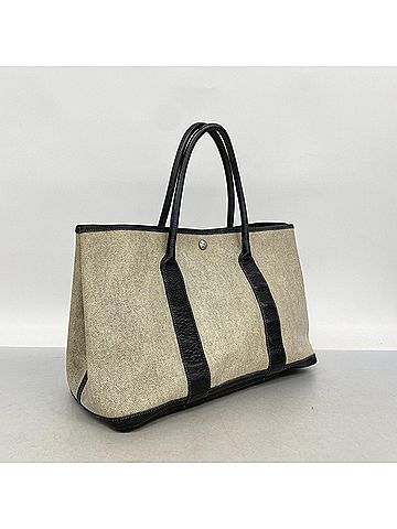 Hermès Hermes Garden PM Tote Bag, Toile H, Black, T Stamp, Women's, P3150388 (view 2)