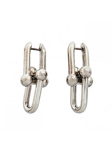 Tiffany & Co. Tiffany &amp; Co. Hardware Large Link Sterling Silver 925 Earrings (Men's Women's) OP013360 (view 1)