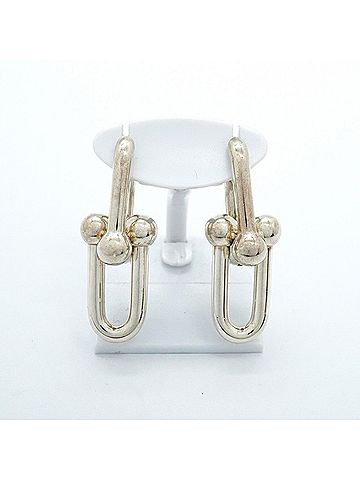 Tiffany & Co. Tiffany &amp; Co. Hardware Large Link Sterling Silver 925 Earrings (Men's Women's) OP013360 (view 2)