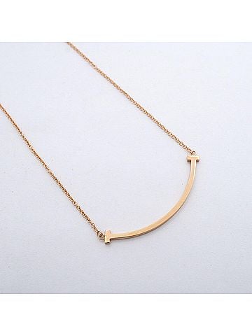 Tiffany & Co. Tiffany &amp; Co. T Smile Small Necklace, 18K Pink Gold, Women's (view 2)