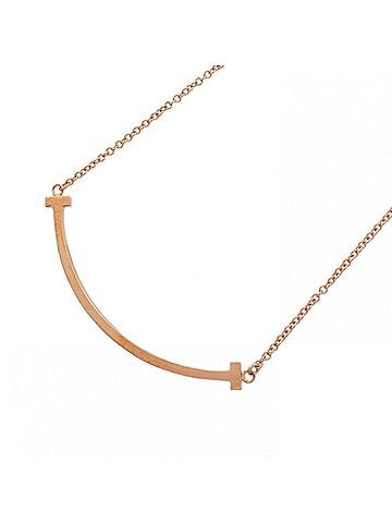 Tiffany & Co. Tiffany &amp; Co. T Smile Small Necklace, 18K Pink Gold, Women's (view 1)