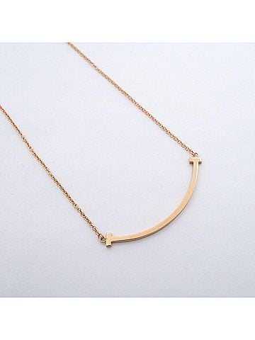 Tiffany & Co. Tiffany &amp; Co. T Smile Small Necklace, 18K Pink Gold, Women's (view 2)